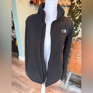 North Face Jacket Womens Medium Black Fleece Fuzzy Long Sleeve Logo Full Zip